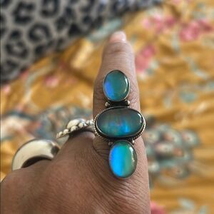 Elegant Blue Opal Like Sterling Silver Ring
